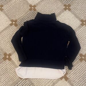 Ann Taylor Black and White Layered Turtleneck Sweater